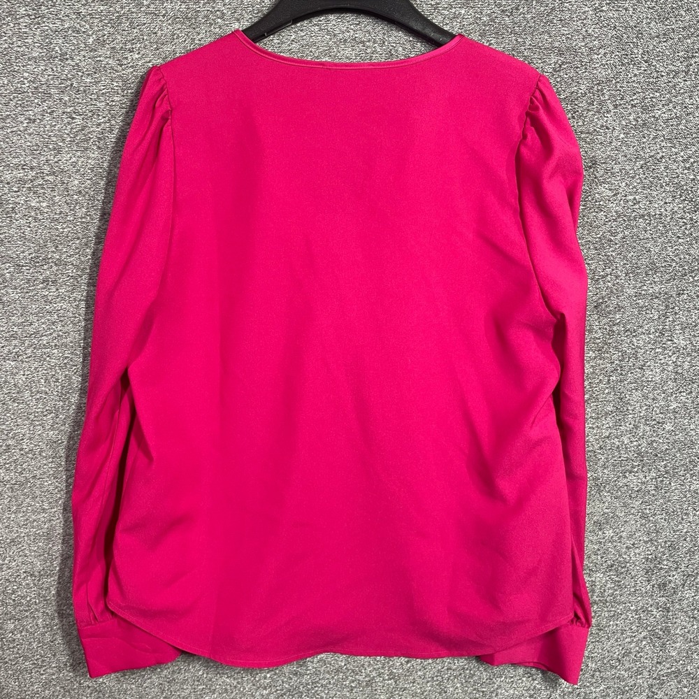 J.Crew Blouse Pink Ruffle V-Neck Long Sleeve Top Medium - Picture 4 of 6